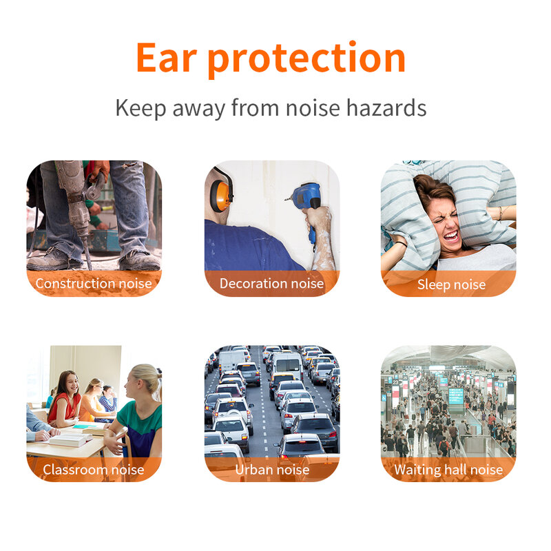 TISHRIC-Bouchons d'oreille en sac pour dormir, anti-bruit, taux de réduction du bruit, éponge 25dB, 1 paire