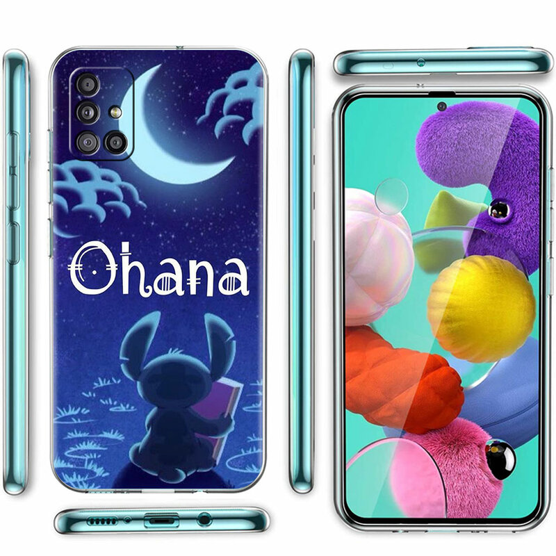 Clear Case For Samsung Galaxy A52 A51 A12 A32 A72 5G A21s M21 A31 A50 Transparent Soft Cover Cute Cartoon Lilo Stitch Disney