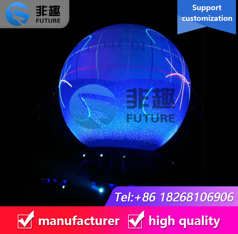 Globo inflable gigante de helio con luz LED, Luna para eventos