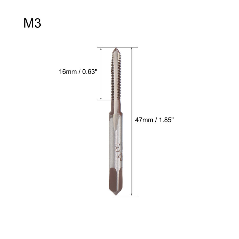 uxcell Metric Hand Taps M3 Thread 0.5 Pitch 3 Straight Flutes H2 Alloy Tool Steel 1 Pair