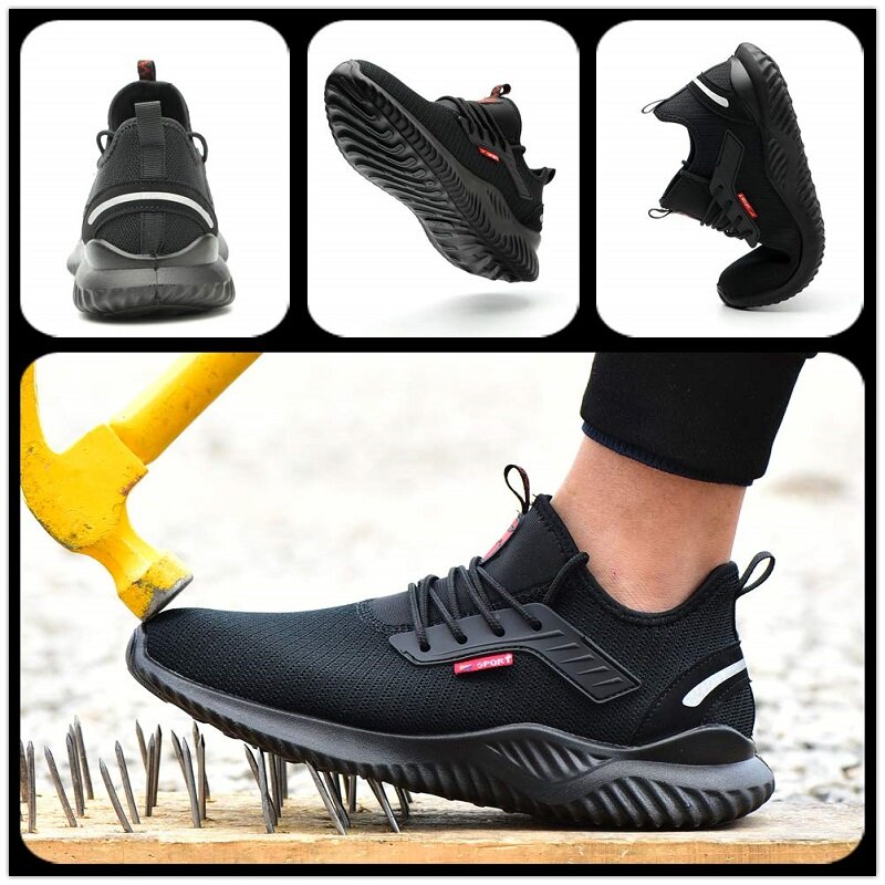 Safety Work Shoes For Men Steel Toe Cap Indestructible Work Boots Anti-smashing Men Construction Boots Working Sneakers Summer