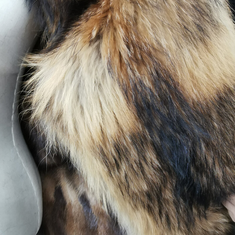 ขนสัตว์จริงขนาดใหญ่ Raccoon ขน Hood เสื้อแจ็คเก็ตสตรีฤดูหนาว Parka ขนสัตว์ Mink หนาที่สามารถถอดออกได้90ซม.ความยาว