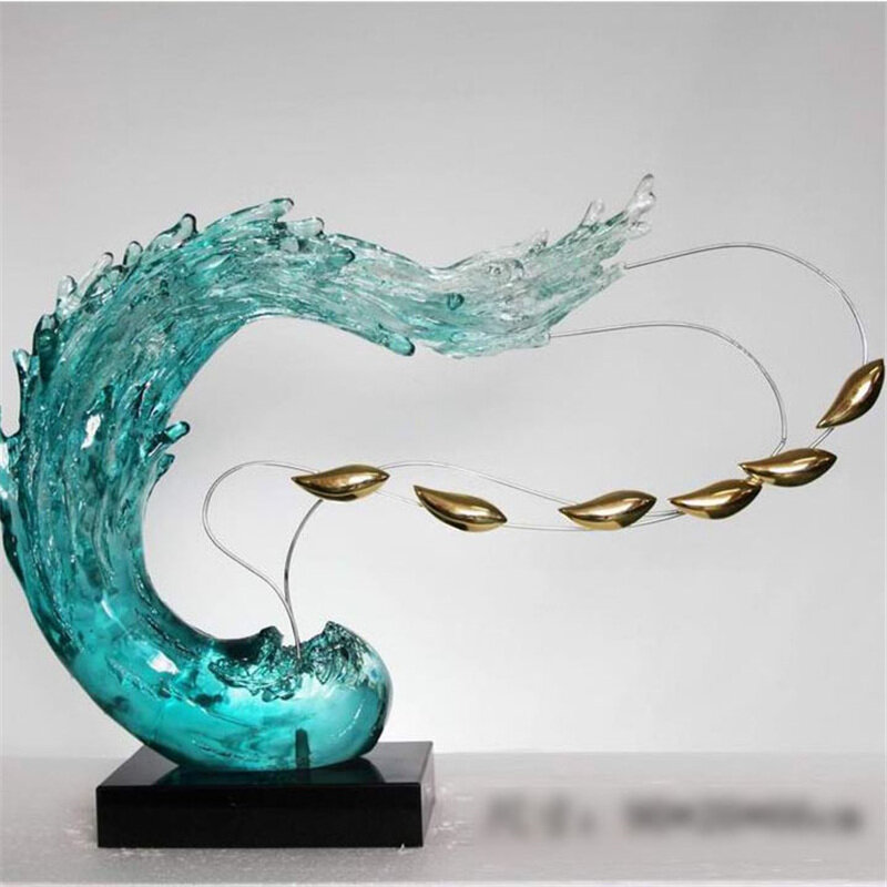 Art Decorative Water Like Resin Craft Abstract Sculpture Home Hotel Decoration Standing Sculptures