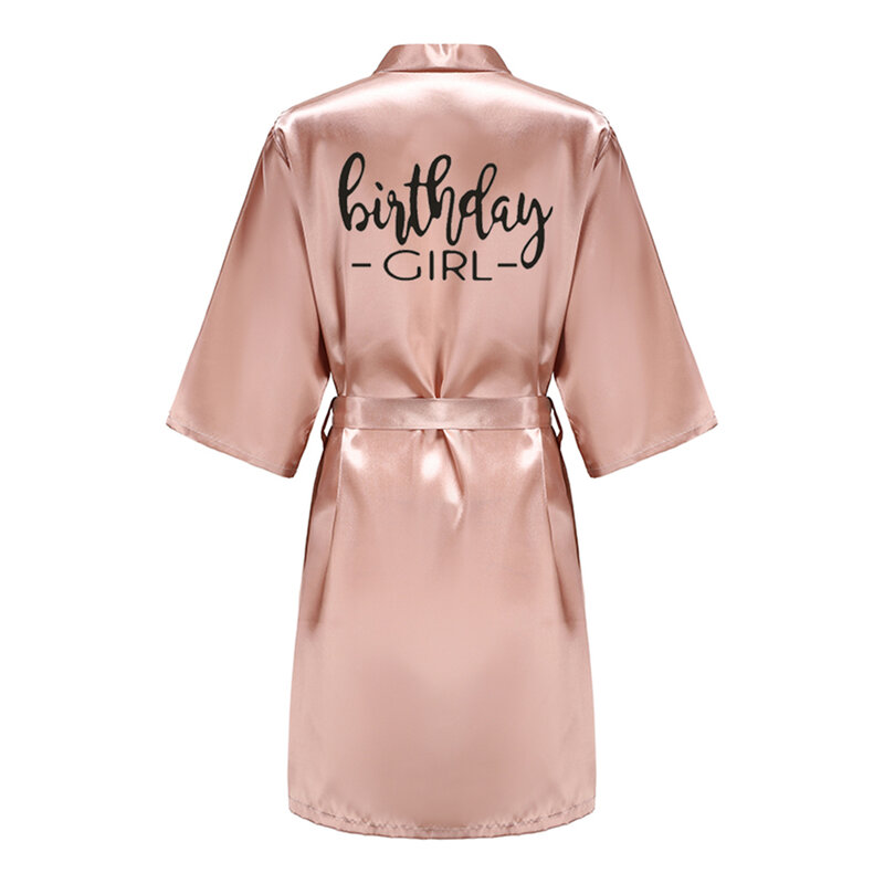 Verjaardagsfeestje Meisje & Entourage Robes Satin Pyjama Badjas Zwart Wit Schrijven Brief Kimono S-4XL