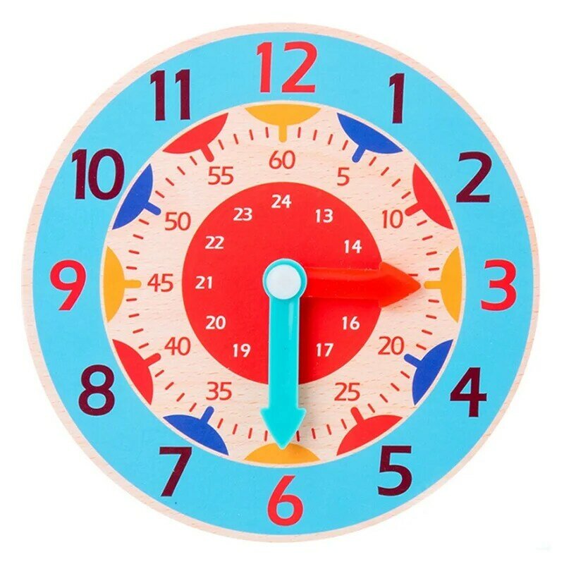 Reloj de madera Montessori para niños, juguete educativo temprano, ayuda para la enseñanza, hora, minuto, segundos, juguetes de regalo