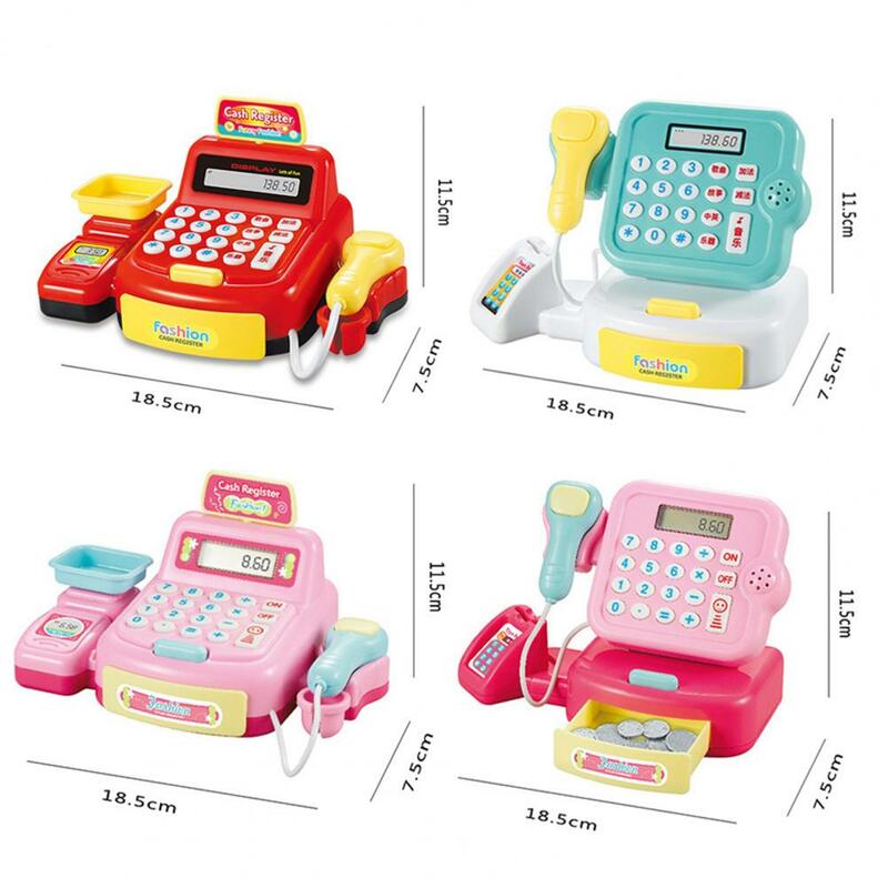 Simulação Supermarket Cash Register Toy for Kids, Electronic Pretend Cashier House, Iluminação e Efeitos Sonoros, Birthday Gift