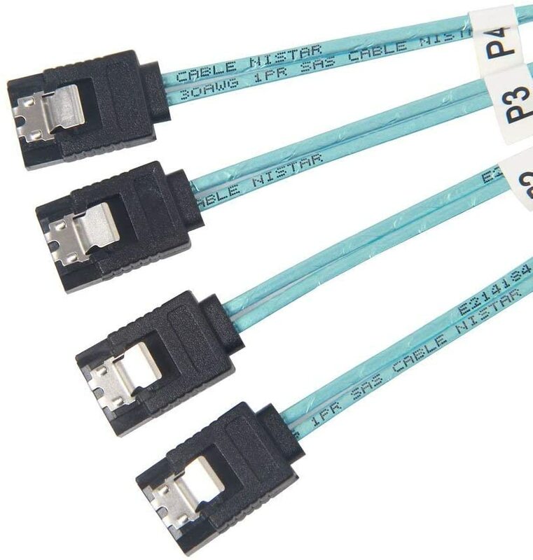 6G Internal Mini SAS 36pin SFF-8087 Male to 4X SATA 7pin Female Fan-Out Cable, 1-m(3.3ft)