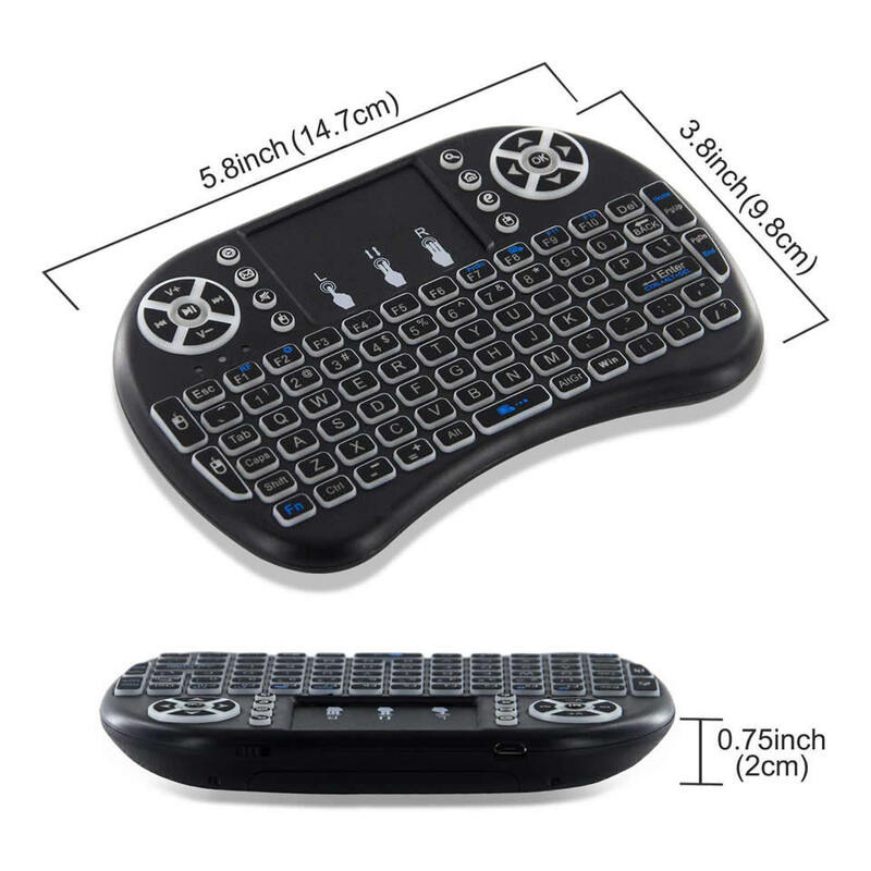 3 Warna Backlit I8 Mini Wireless Keyboard 2.4 GHz Bahasa Rusia 3 Warna Air Mouse dengan Touchpad Remote Control Android TV Box