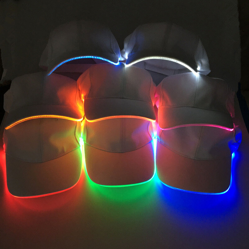 Bonés de beisebol iluminados LED, chapéus ajustáveis brilhantes, perfeitos para festa, hip-hop, corrida, novo design, 2020