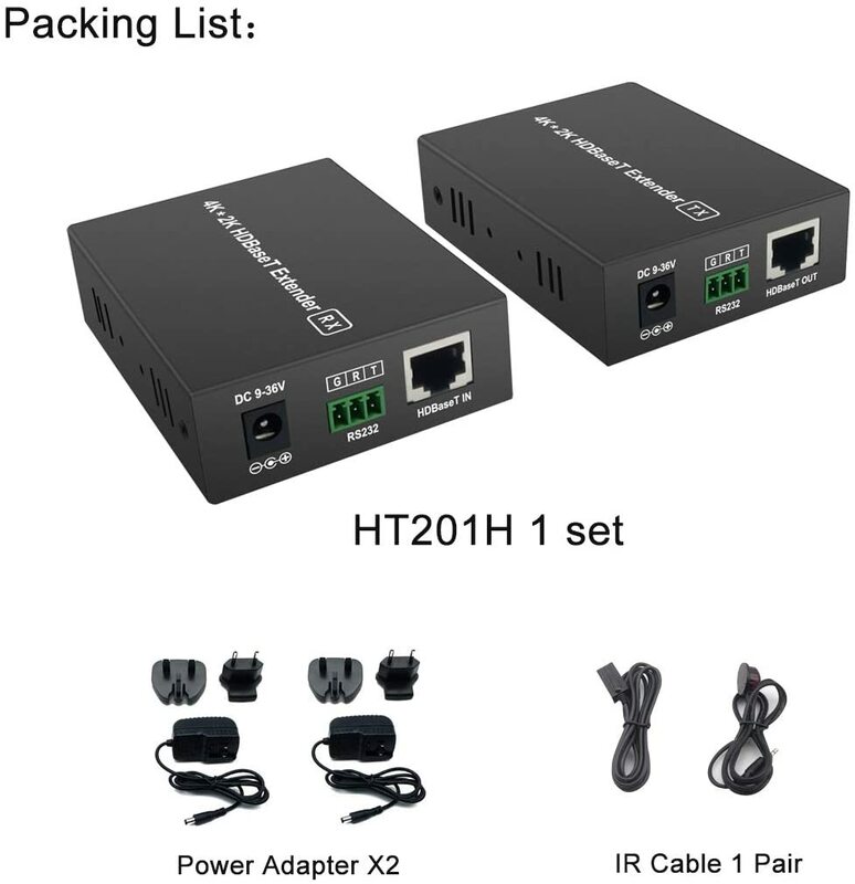 One pair HDBaseT HDMI Extender 4K@30Hz(40m) 1080P@60Hz（70m) Over Cat5e/6/7 Support YUV 4:4:4 and Bi-Directional IR Control