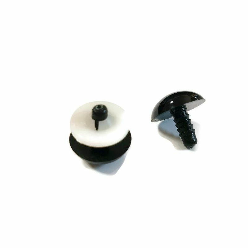 Bezpieczeństwo czarne oczy Amigurumi dla lalki z plastikowymi podkładkami 14mm/15mm/16mm/18mm/20mm/22mm/24mm