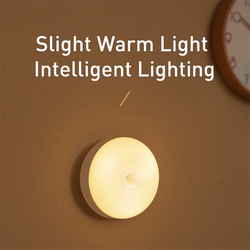 Baseus LED lampka nocna PIR inteligentny czujnik ruchu Nightlight ruch ciała LED akumulator nocna lampa do sypialni schody