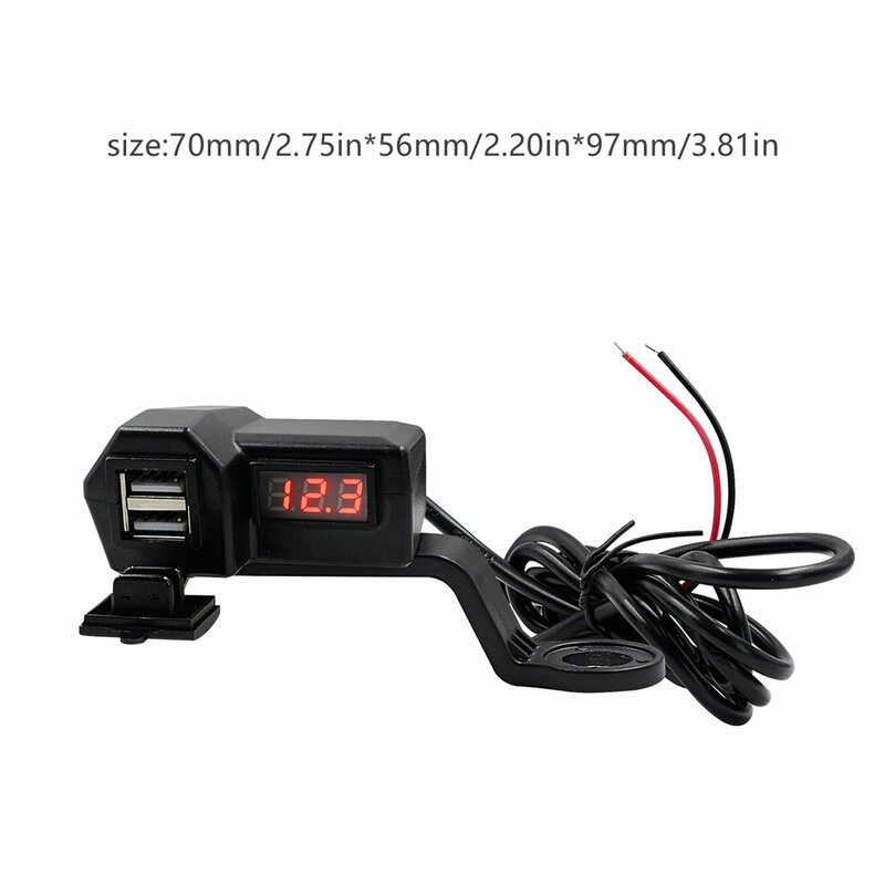 12V Universal Car Motorcycle Mobile Phone Charger Abs Dual Usb With Switch 24V Rv Boat Car Charger + Voltmeter