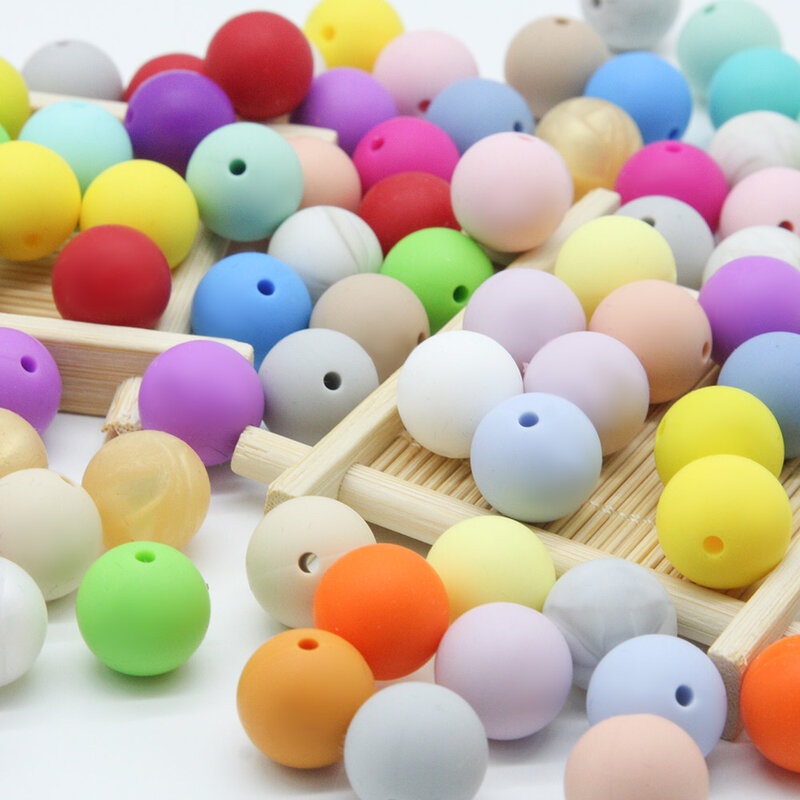 Cute-ideia-Baby Mordedor Beads de silicone, mastigáveis Rodada Beads, Chupeta DIY, Pulseira Cadeia, Bpa Livre, Acessórios, 10pcs, 12 milímetros