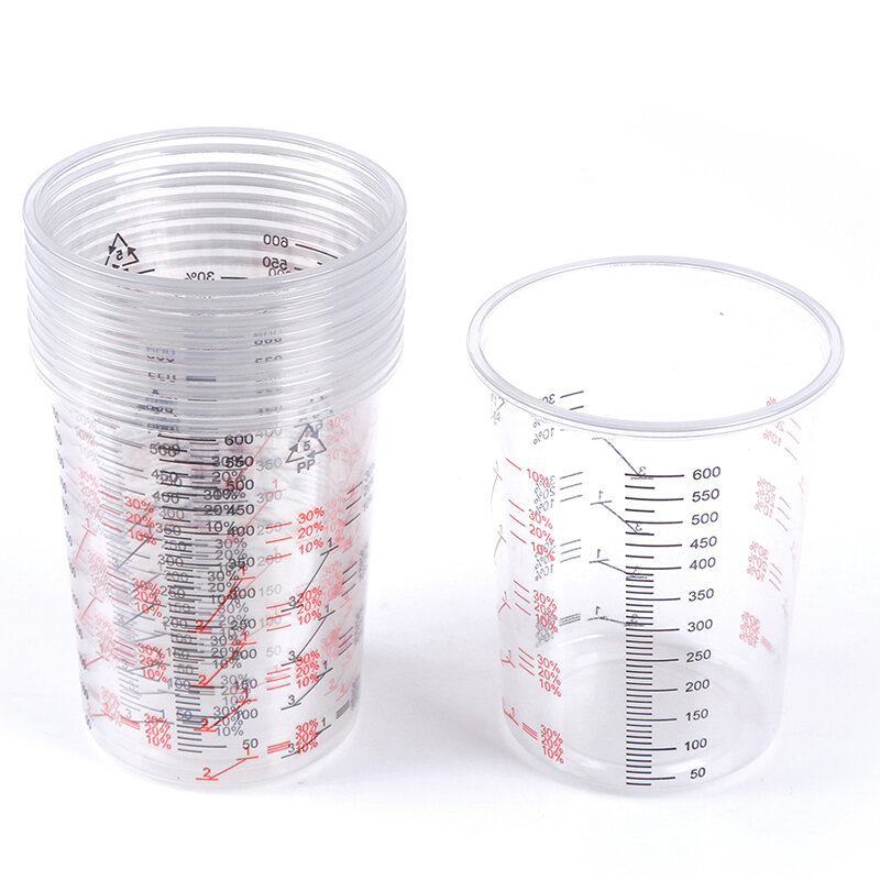 10 stücke Transparent Kunststoff Farbe Mischen Tassen Für Genaue Mischen Von Farbe Und Flüssigkeiten 600ML Schule Labor Tassen