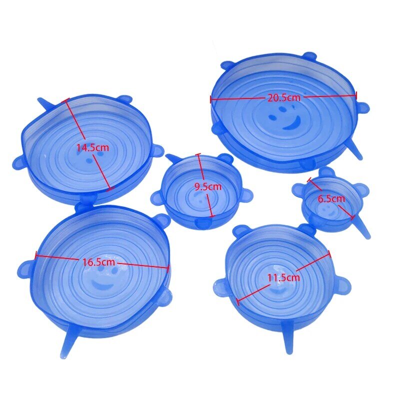 12pcs Silicone Stretch Lids Universal Lid Silicone Bowl Pot Lid Cover Pan Cooking Food Fresh Cover Microwave Cover
