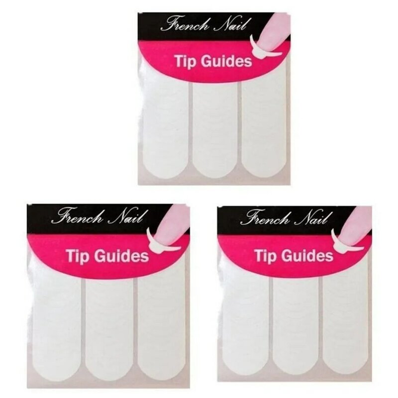 3Pcs French Nail Stickers Auto-adesivo Tip Guides Branco Francês Manicure Strip Nail Art Form Guides Sticker DIY Line Tips