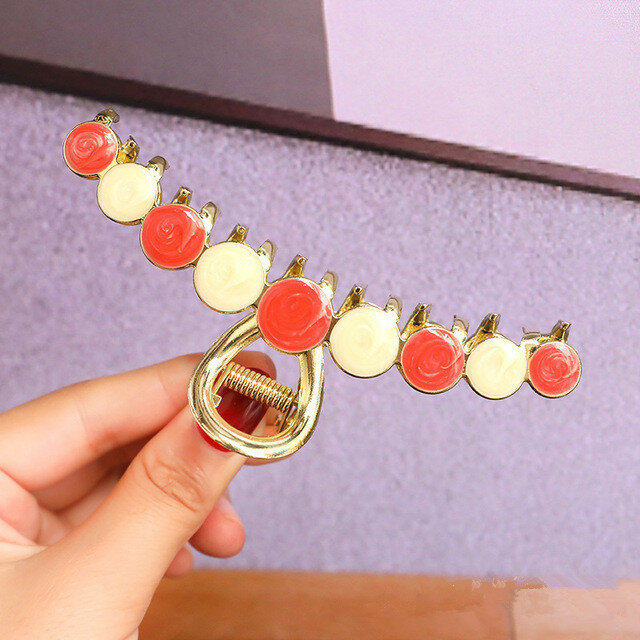 New Fashion Large Exquisite Elegant Metal Alloy Dripping Oil Hairpin Barrette for Women Girl Accessories Headwear