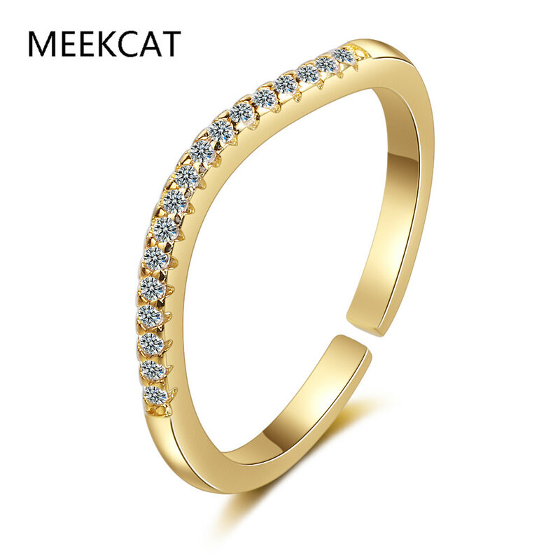 Moissanite cincin berlian perhiasan wanita cincin pertunangan 925 perak murni perhiasan pernikahan Moissanite bentuk V cincin tumpuk