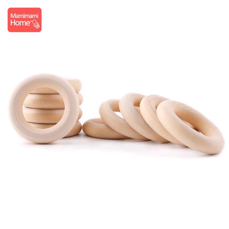 mamihome 20pc Maple Wood Ring Smooth Surface Natural Wood Teething Children Kids DIY Wooden Making Necklace Crafts Accessories