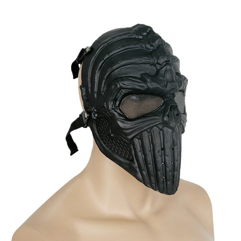 Máscara protectora de cara completa para Paintball CS, Cráneo militar táctico negro, cc07, Tingler, Airsoft, juego de guerra, fiesta de Halloween