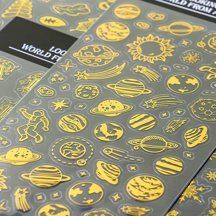 New literary and artistic cute bronzing sticker cosmic constellation cat creative DIY hand account material diary decoration