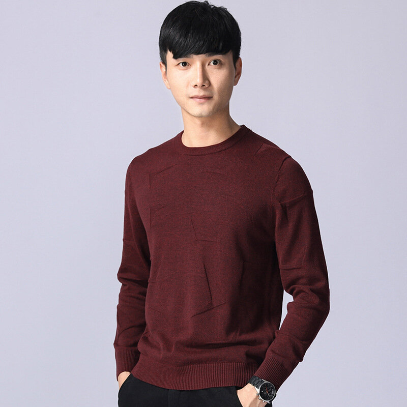 New autumn and winter sweater men's bottoming sweater solid color long-sleeved head youth round neck men's clothing
