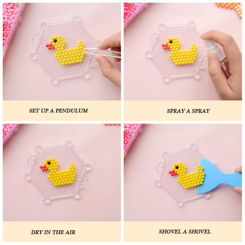 DIY 물 안개 매직 비즈 어린이 장난감 동물 금형 손 만들기 퍼즐, 어린이 교육 완구 맞춤법 콩 보충
