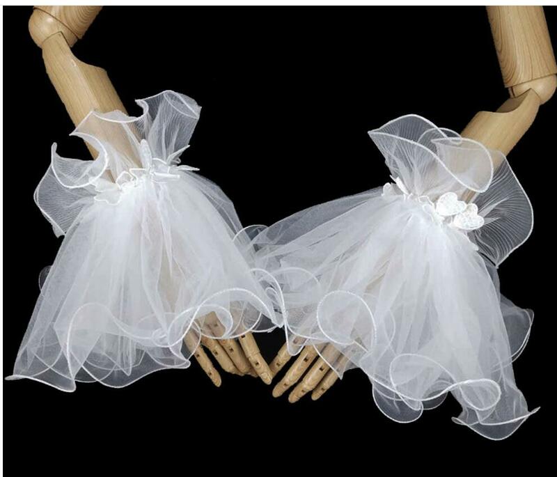 ผู้หญิงสั้นถุงมือ Tulle Fingerless ถุงมือข้อมือความยาวมารยาทถุงมือแต่งงานถุงมือปาร์ตี้คอสเพลย์อุป...