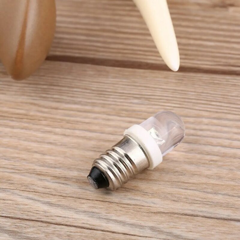 Прочная Светодиодная лампа E10 с винтовым цоколем, 6 В постоянного тока, высокая яркость, холодный белый свет, не требует драйверов