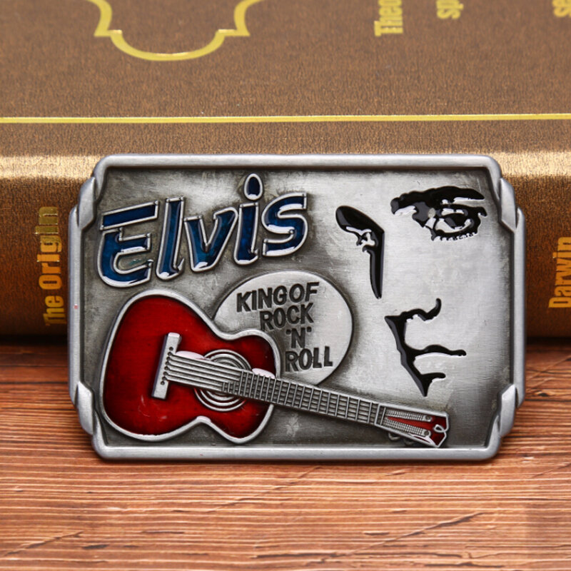 Guitars The King of Rock and Roll Elvis guitar music jeans gift belt buckle for Men's Belt Buckle Suitable Wide Belt