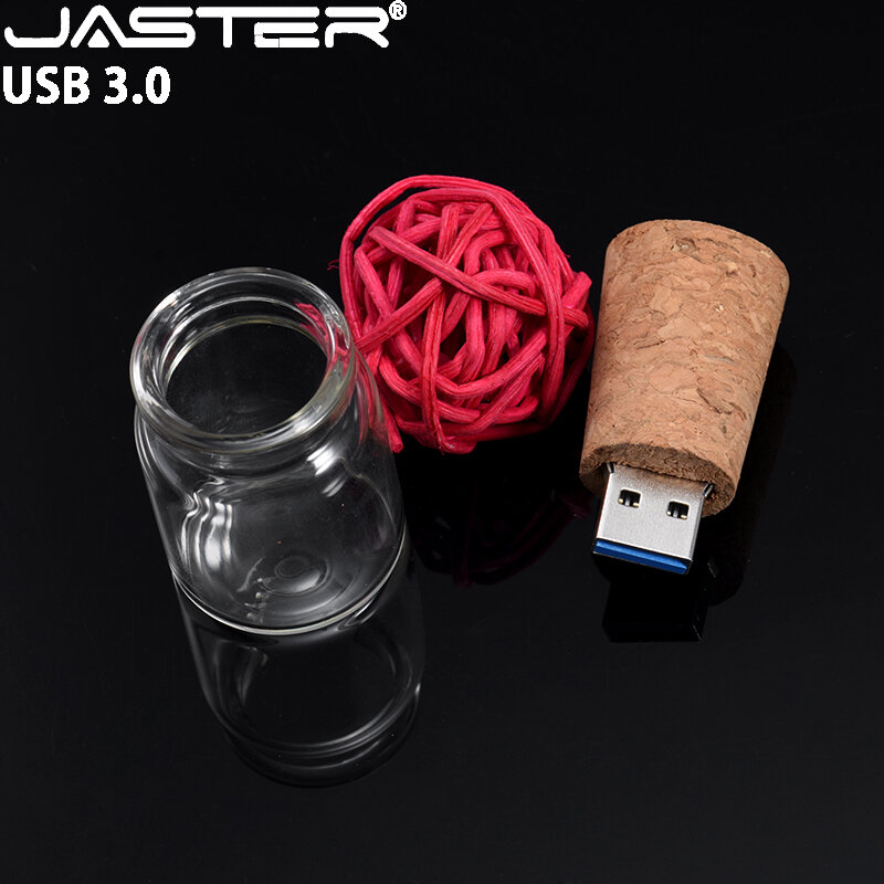 JASTER флеш-накопитель USB 3,0 бесплатный логотип под заказ стеклянная бутылка деревянная коробка флэш-накопитель внешнее хранилище 128 Гб флэш-накопитель 8 Гб Бесплатная доставка