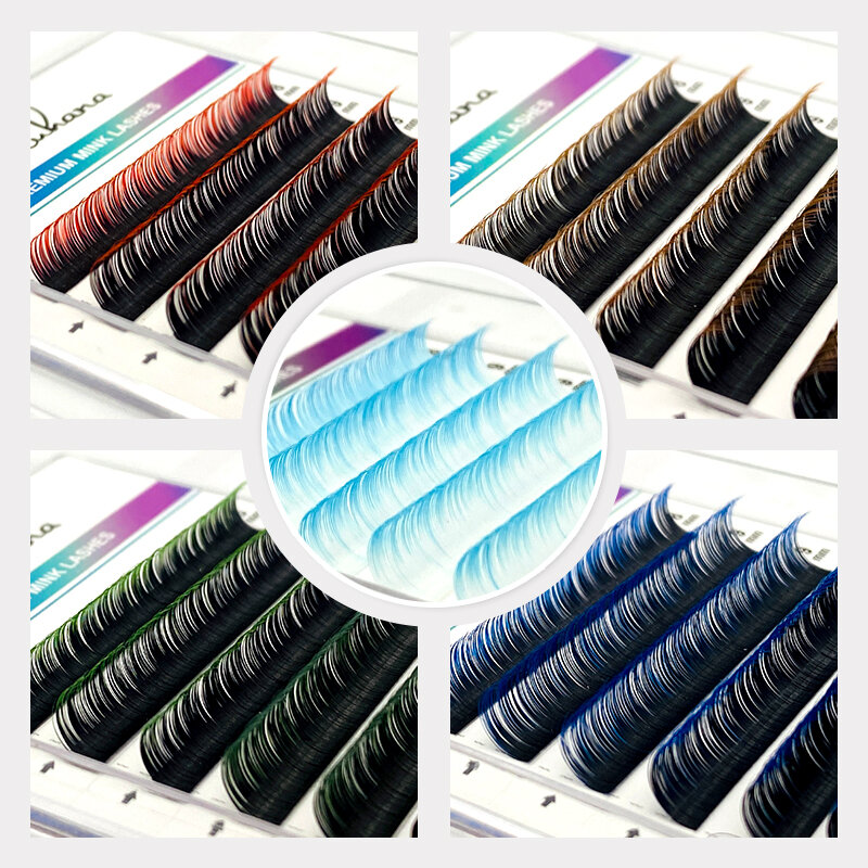 NATUHANA – Extension de cils de couleur dégradée, Faux cils de vison de couleur individuelle, doux et ombré pour les outils de maquillage
