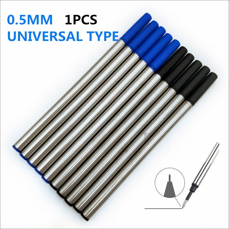 1pc ricariche per penna a inchiostro importate all'ingrosso 0.5mm ricarica acqua sfere nere ricarica in metallo blu