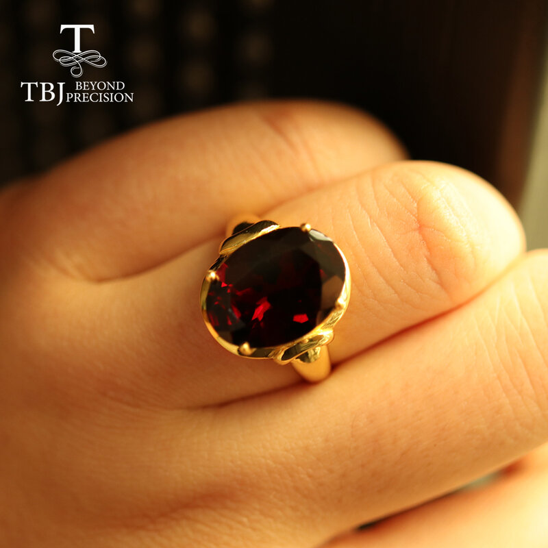 9.5 ct Natural Black Garnet gemstone Ring oval cut 12*16mm rare big size garnet gemstone jewelry 925 sterling silver for women