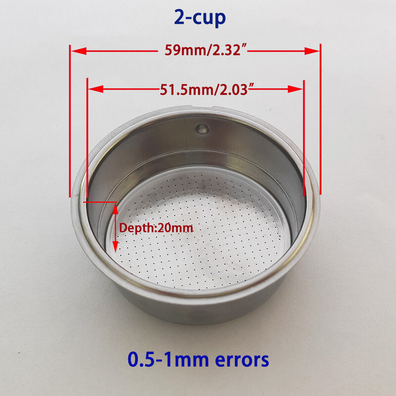 Mir à filtre pressurisé pour machine à café domestique, pièces non pressurisées, double tasse, 2 tasses, 51mm