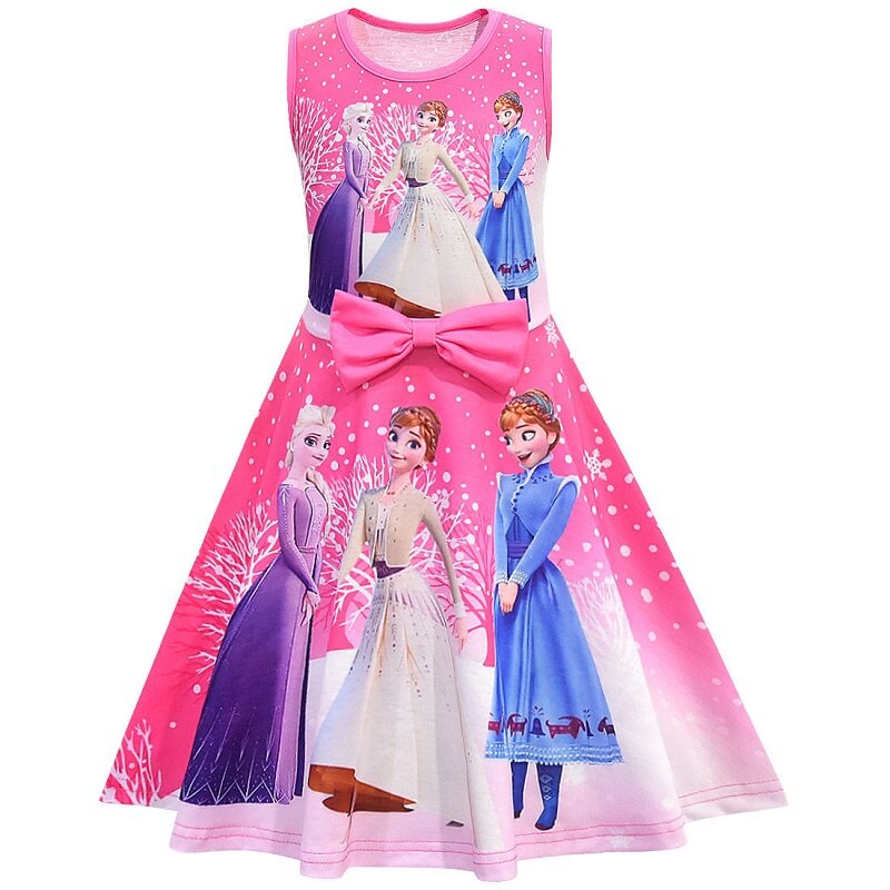 New Girls Snow Queen2 Sleeveless  vest Dresses Princess Elsa  Cosplay Party Dresses Anna Dress up costume Vestidos