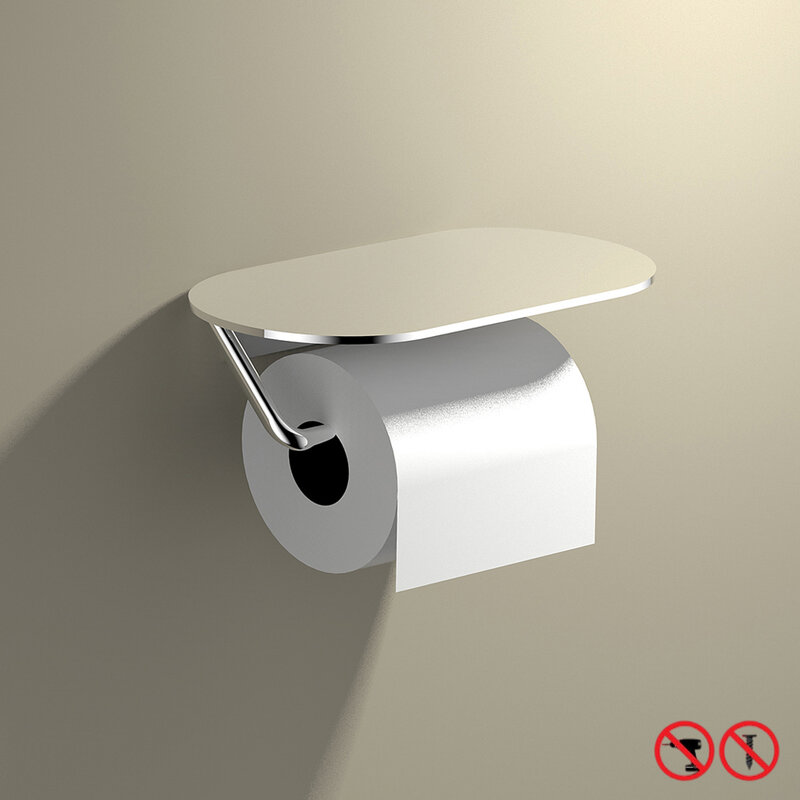 Portarrollos de papel para baño, estante de aluminio para papel higiénico, colgador de cinta de 3M, soporte brillante, herrajes de perforación gratis