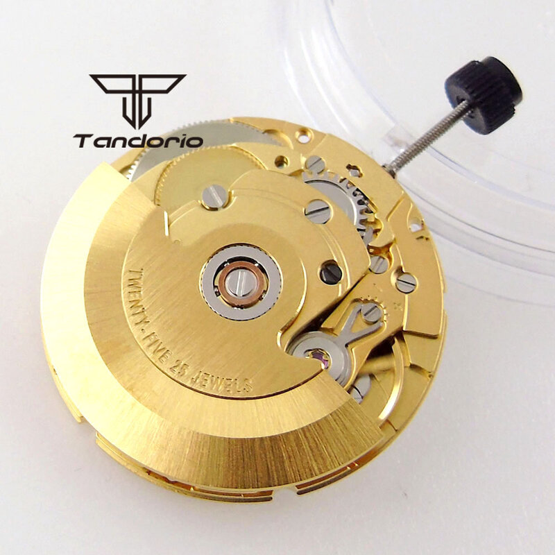 Movimiento automático chapado en oro amarillo PT5000, 25 joyas, alta precisión con rueda de fecha, 28800/hora, novedad