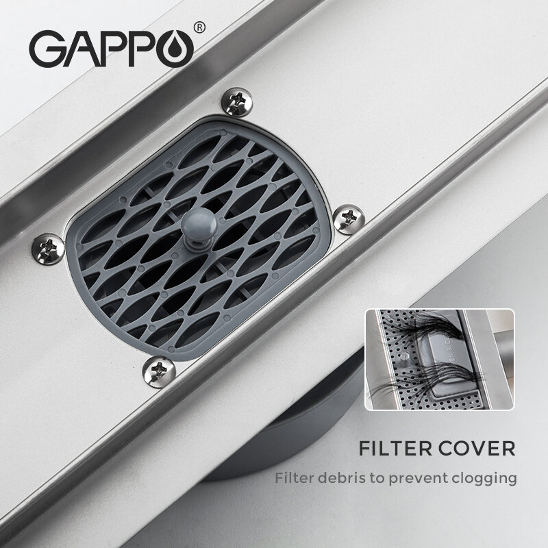 GAPPO ห้องอาบน้ำฝักบัวท่อระบายน้ำชั้นสแตนเลส 304 ชั้นห้องอาบน้ำฝักบัวท่อระบายน้ำยาว Linear ระบายน้...