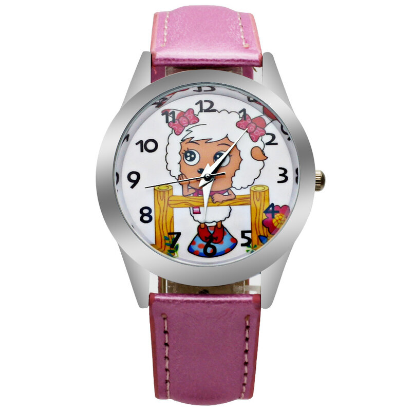 Роскошные брендовые Водонепроницаемые Детские кварцевые наручные часы с рисунком козы для мальчиков и девочек, повседневные кожаные часы ...
