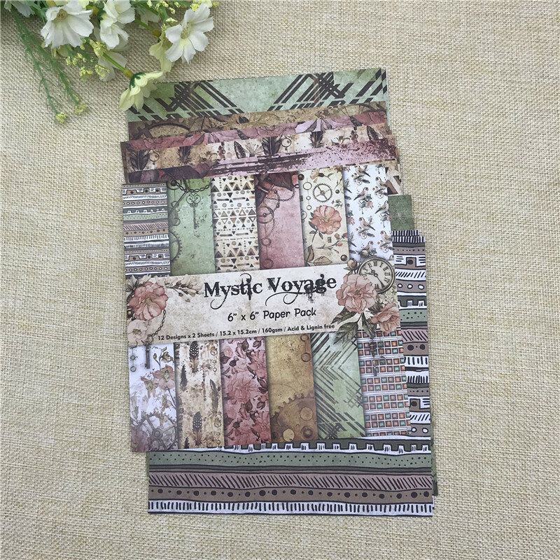 24 sheets 6"X6"voyage paper Scrapbooking paper pack handmade craft paper craft Background pad