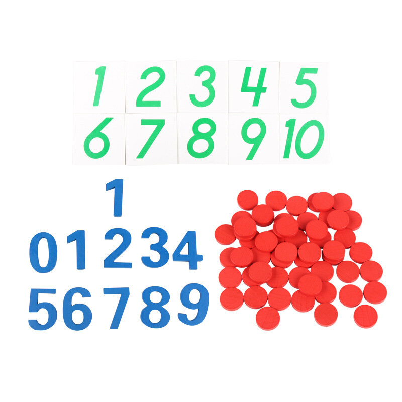 몬테소리 수학 교육 보조 컷 아웃 숫자 및 칩 부모-자녀 정보 개발 유치원 어린이 학습