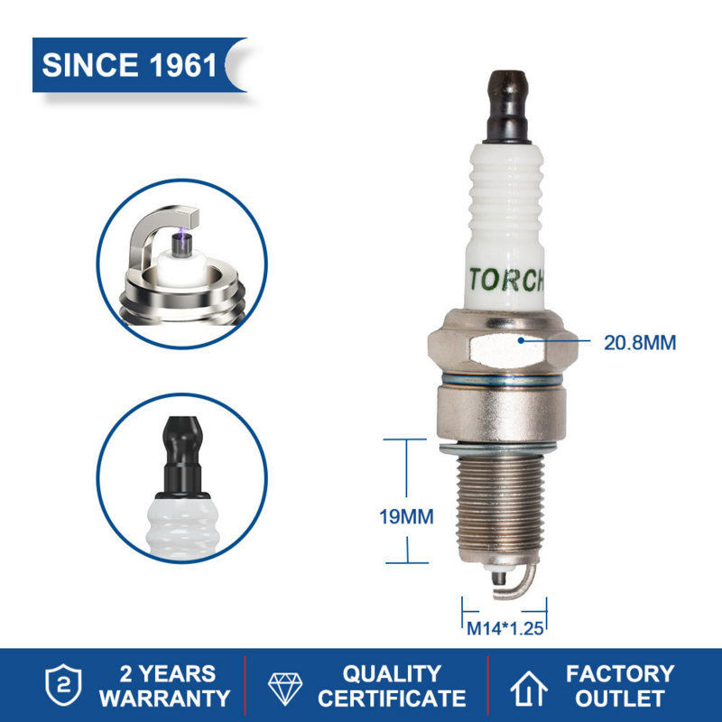 Torch F5RF Resistor Spark Plug High Performance Replace for Candle BPR5EY Denso IW16 Champion OE049