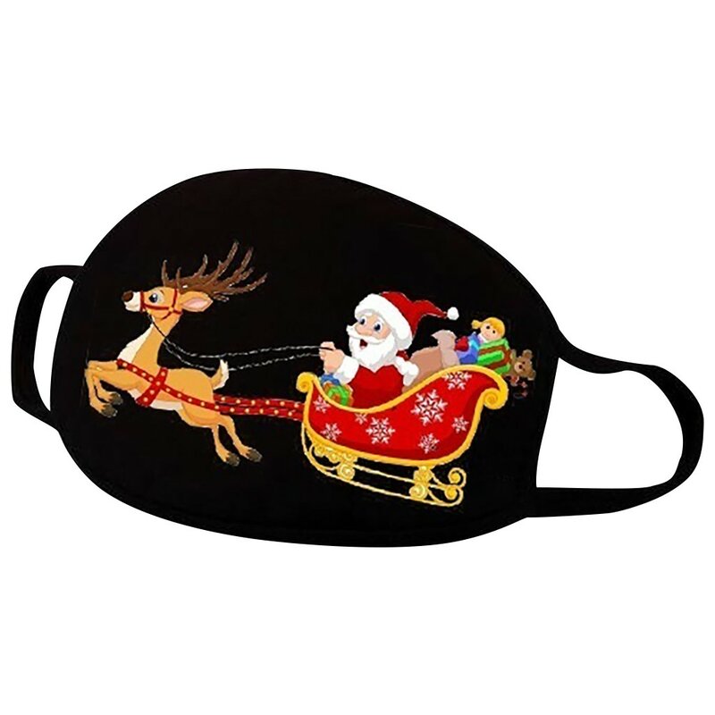 2020 Рождественская маска унисекс, Рождественская маска для взрослых с принтом Санта-лосей, хлопковая ветрозащитная моющаяся маска, рождеств...