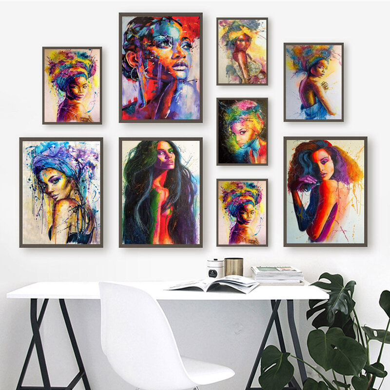 Modern fashion lady portrait poster graffiti abstract art canvas painting office living room corridor home decoration mural