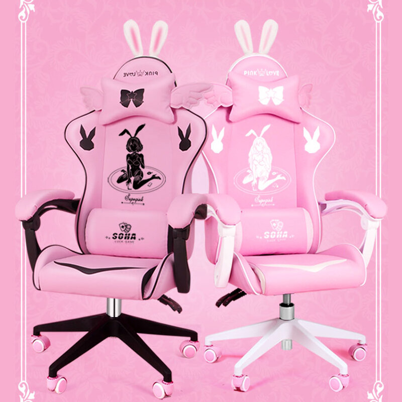Pink Goddess Gaming Chair Girl Game Competitive Rotating Chair Home Liftable Computer Chair Comfortable Anchor Live Chair