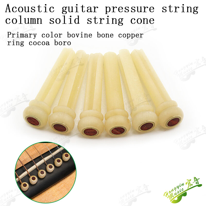 6 Buah Ox Bone Guitar Bridge Pins Bridge Pin untuk Gitar Akustik dengan Cangkang Mutiara Kuningan Circle Guitar Accessories
