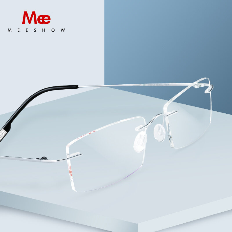 Gafas Montura de gafas de aleación de titanio sin montura para hombres y mujeres, anteojos recetados para miopía, gafas de lectura para Miopía