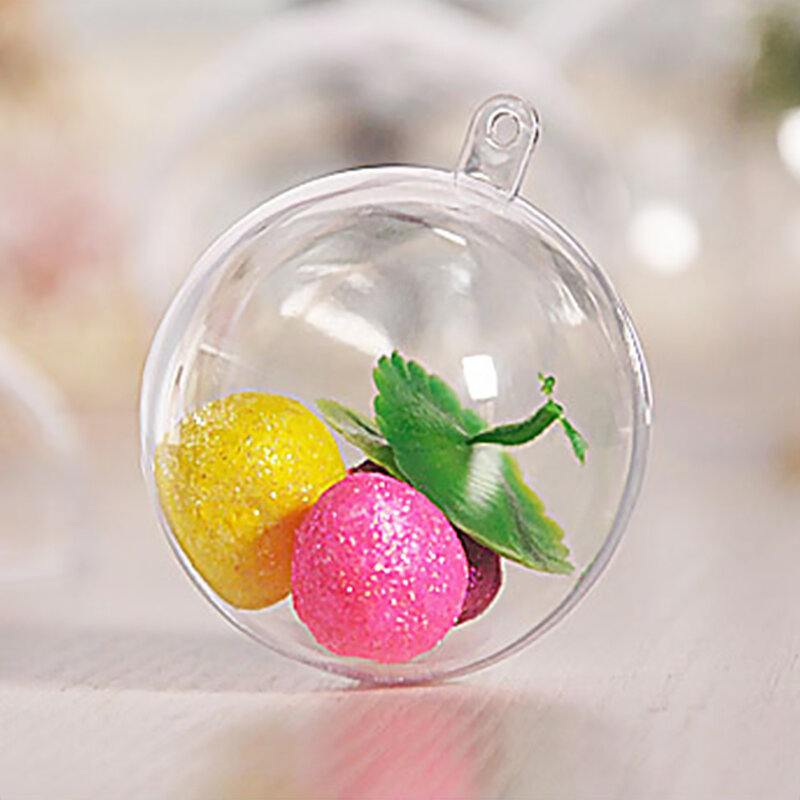 1pc transparente artesanato bola de plástico acrílico diy presente caixa natal decorações de casamento decoração para casa natal pendurado pingentes